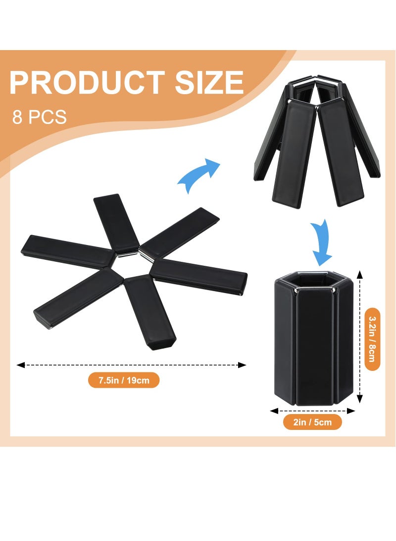 Creative Folding Heat Insulation Pad 7.5 in Foldable Trivet Mats Non Slip Heat Insulating Placemat Compact Expandable Holders for Hot Dish Pot Bowl Teapot Kitchen Restaurant Dinner, 8 Pcs - Image 1